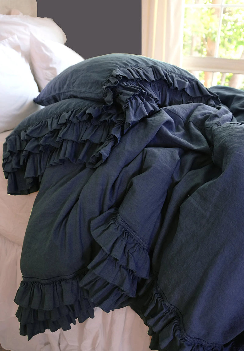 Stefany Linen Ruffle Collection - Denim