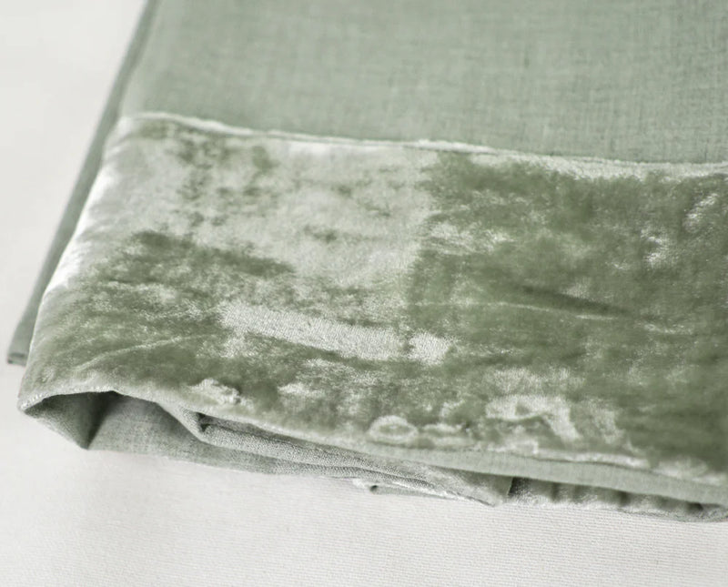 Taylor Velvet & Linen Border Collection- Sage