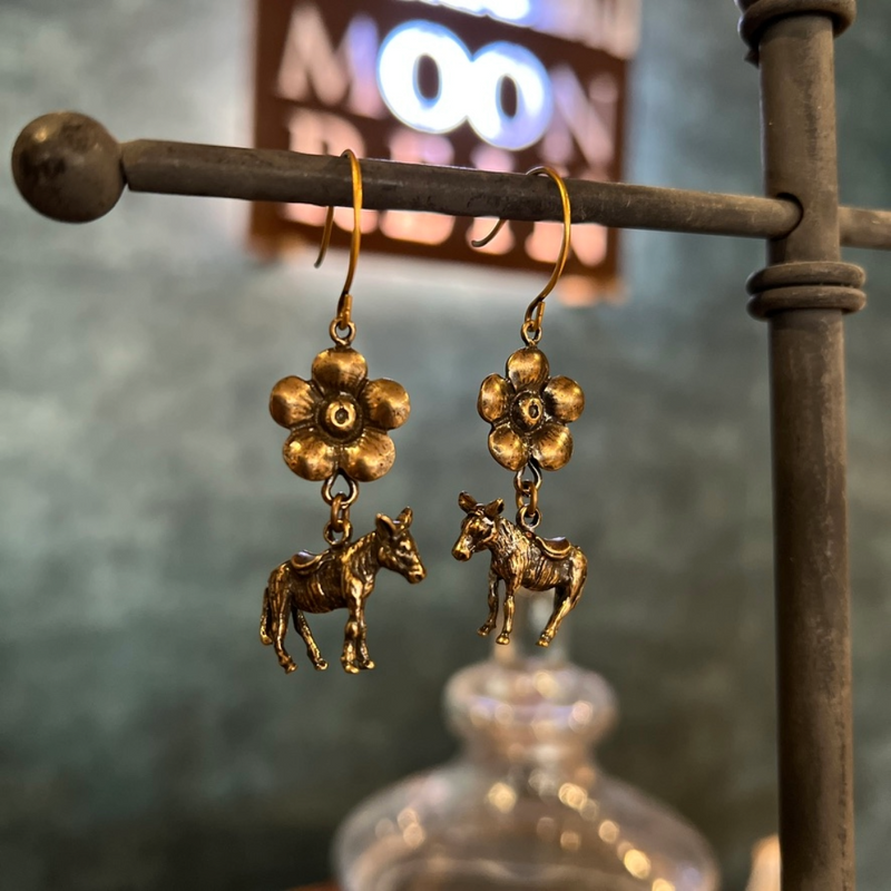 Donkey Earrings, Brass