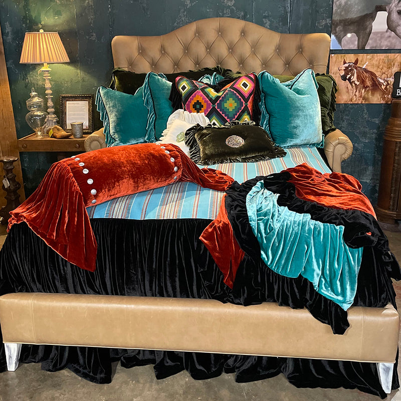 Mary Hayden bedspread in Delia Black Skirt with Serape Top