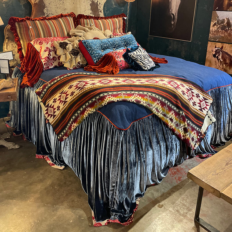 Mary Hayden bedspread in Delia Slate with Denim Top